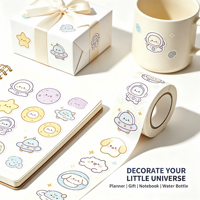 Autocollants en rouleau personnalisés en gros, motif Space Pals, autocollants adhésifs mignons de personnages galactiques pour autocollants en rouleau personnalisés