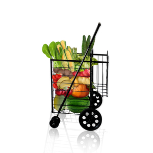 Chariot d'épicerie roulant en métal de 50kg avec roues grand panier pliant pour chariots à main et chariots de supermarché - Product Image 3