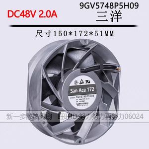 Sanyo Denki 9GV5748P5H09 Metal <b>Fan</b> 48V 2.0A 150x172x51mm High Airflow Industrial <b>Cooling</b> - Product Image 1