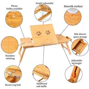Wooden <b>Folding</b> Laptop Table Bamboo Laptop Table Bed Computer <b>Desk</b> Wooden Laptop <b>Desk</b> - Product Image 6