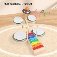 Ensemble de percussion multifonctionnel en bois pour enfants, jouet musical d'éveil transfrontalier avec xylophone et carillons éoliens