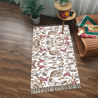 Tapis de sol pour la maison, style ethnique, à poils ras, tissé, à motifs géométriques imprimés en 3D, avec dos antidérapant en PVC, lavable en machine, adapté aux animaux domestiques