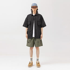 Leve verão manga curta casual rua solta camisa japonês vintage roupas até fadiga homens camisas - Product Image 5