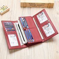 Dompet Keamanan Anti-RFID Kulit Asli Tempat Kartu Kredit Kapasitas Besar Dompet Vintage dengan Resleting untuk Wanita