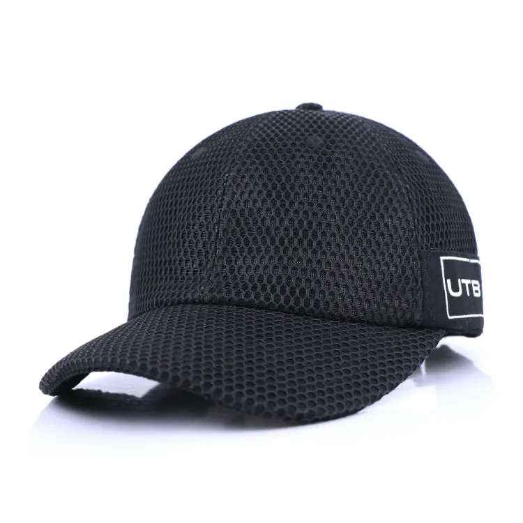 Qianzun Manufacturer outdoor sunhat solid color baseball cap with mesh woven patch satin lined baseball cap