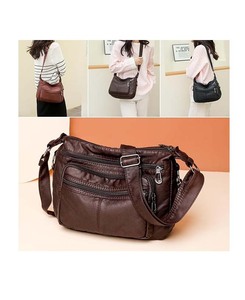 Sacs fourre-tout <span class=keywords><strong>en</strong></span> cuir souple pour femmes, sacs à main multi-poches, sac à bandoulière réglable avec fermeture éclair pour les voyages - Product Image 4