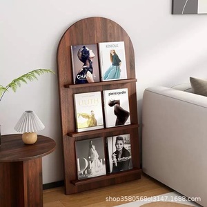 Porte-revues en bois massif à 4 niveaux, étagère décorative durable sur pied pour salon, bureau à domicile - Product Image 4