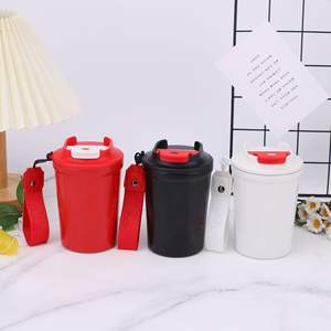Stainless Steel Tumbler 16Oz Insulated Travel Mug Black Red With Strap For Outdoor Use - Product Image 4