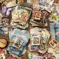Simno 100 Pcs Vintage Forest Material Paper Pack 4 Themes Retro Nature Decorative Paper for Journal Card Making DIY Crafts