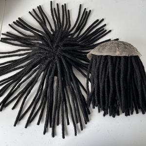 Piezas de cabello afro para <span class=keywords><strong>hombre</strong></span>, pelucas de rastas largas de densidad pesada Remy indio para <span class=keywords><strong>hombre</strong></span>, negro Natural - Product Image 1