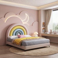 Lit double confortable pour chambre à coucher, motif arc-en-ciel créatif, multicolore, plusieurs tailles disponibles, idéal pour les filles.
