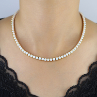 Collier ras du cou pour femme en or plaqué de haute qualité avec opale bleue et blanche, style tennis, collection été 2026