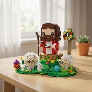 Set de Bloques de Construcción del Buen Pastor Jesús, Figura Religiosa con Oveja y Cordero, Modelo de Ladrillos de Pascua, Regalo DIY para Decoración del Hogar - Product Image 6