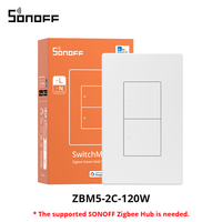 Sonoff ZBM5 SwitchMan 120 Tipe AS Wi-Fi Smart Wall Switch Mendukung Tanpa Kabel Netral, Mode Relay Lepas, Bekerja dengan Home Assistant, Hotel