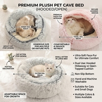 Lit pour animaux de compagnie en peluche semi-fermé, lit pour chien et chat, nid douillet rond, lavable, canapé pour animaux de compagnie d'intérieur
