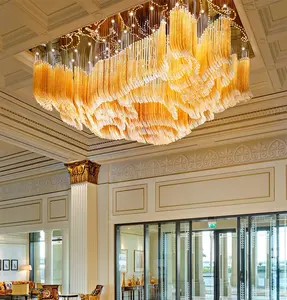 Custom big large hotel lobby banquet hall murano glass pendant light modern luxury chandeliers for wedding hall decorations