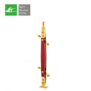 De Madera de acero inoxidable balaustrada de vidrio de tubo de acero inoxidable oro, columna de acero oro carril de mano