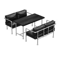Ensemble de mobilier de bar commercial personnalisable en bambou de style industriel, table et chaises, pour les salles de négociation des salons de thé