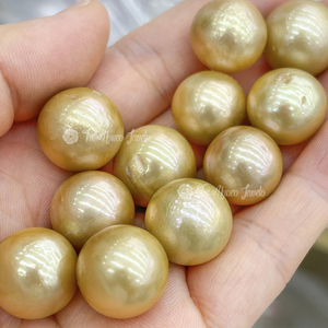 Perlas Naturales <span class=keywords><strong>de</strong></span> Agua Dulce Teñidas <span class=keywords><strong>de</strong></span> Muses Jewels, Gran Descuento, Aprox. 12-15mm, Casi Redondas, Color Dorado, Cuentas Sueltas para Fabricación <span class=keywords><strong>de</strong></span> Joyería - Product Image 4