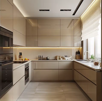 Armoire de cuisine blanche haut de gamme Prima avec îlots de cuisine en bois assemblés Armoire de cuisine personnalisée
