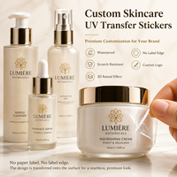 Autocollants personnalisés pour soins de la peau, transfert UV, 3D en relief, imperméables, sans étiquette, pour bouteilles et pots cosmétiques, kits de logos de marque OEM ODM