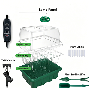 DaringFish Bandejas de Semillero para <span class=keywords><strong>Invernadero</strong></span> de 12 Celdas, Paquete de 10 con Orificio de Drenaje, Tapa Elevada, Kit de Inicio Transparente para Propagación de Plantas - Product Image 3