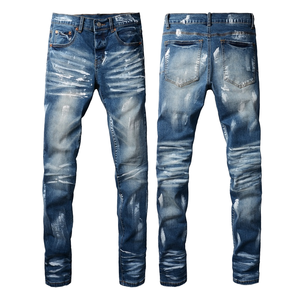 Pantalones vaqueros de cintura media de talla grande para hombre, estilo Vintage, pierna recta, luz/oscuro/lavado claro, mezclilla de colores bordada, Holey High Winter 3D - Product Image 5
