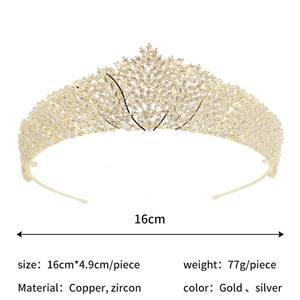 लड़कियों के लिए मीठे क्लासिक ज़िरकॉन हेयर मुकुट हेडबैंड लड़कियों के लिए दुल्हन चमक सहायक - Product Image 5