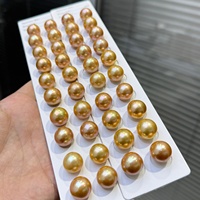 Perles Edison d'eau douce de 14 à 15mm de grande taille teintées de couleur dorée Qualité AAA en paires pour la fabrication de bijoux Perles en vrac