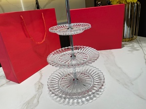 Three Layer Crystal Pastry Tray European Design Dessert <b>Plate</b> Set for Home <b>Decor</b> for Dried Fruit Dinnerware - Product Image 2