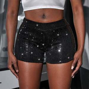 High Elastic Waist <strong>Black</strong> <strong>Shorts</strong> Women <strong>Shorts</strong> Sexy 100% Polyester <strong>Glitter</strong> Sequin <strong>Shorts</strong> - Product Image 2