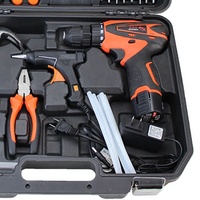 Kit d'outils manuels OEM professionnel 59 pièces, perceuse sans fil 21V, pistolet à colle chaude, lames en acier au carbone, pour usage domestique