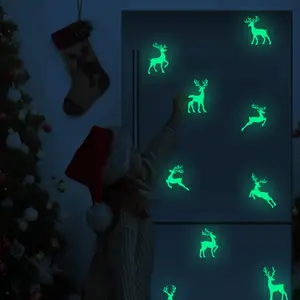 lvfan 3667 Cross border Christmas Deer Glow wall stickers holiday decoration window self-adhesive DIY fluorescent sticker