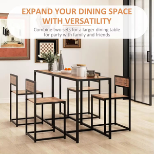 Juego de Sillas de Comedor Industriales de Metal Personalizables al por Mayor <span class=keywords><strong>para</strong></span> Espacios Pequeños, Comedor, Desayunador, Color Marrón Rústico - Product Image 2