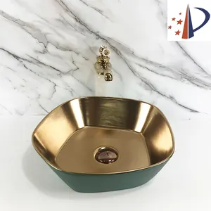 Yeson Hot Selling OEM Luxury Matt Green Bathroom Decorative Ceramic Sink Hand Wash Basin Bowl