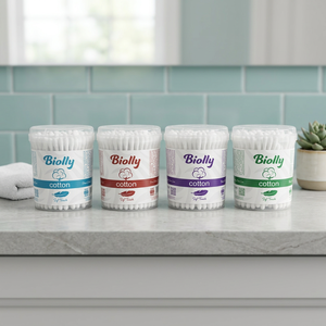 Biolly 100 Hisopos de Algodón Esterilizados, Paquete de Algodón de Alta Densidad, Amigables con la Piel, para Uso Doméstico - Product Image 2