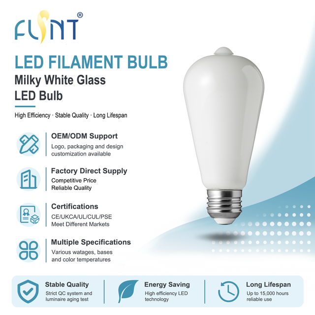 CRI90 Dimmable 12W B22/E26/E27 Base ST21/ST64 Glass Filament LED Bulb 2200K-6000K Color Temp AC CE Certified Multi-Scene Use