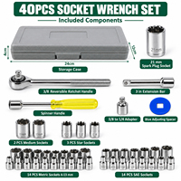Jeu de clés à douilles à cliquet multifonctions en acier au carbone de 1/4'' (40 pièces) pour kit d'outils de réparation automobile, moto, usine OEM