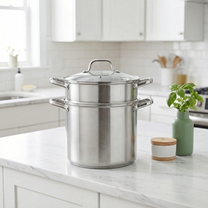 Casserole à <span class=keywords><strong>couscous</strong></span> en acier inoxydable, marmite de cuisson à 2 niveaux avec cuiseur vapeur - Product Image 6