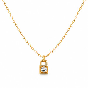 Lock and Key Pendant Necklace for Women Mini Design Daily Wear Collarbone Necklace - Product Image 1