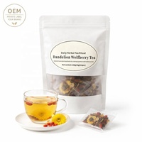 Tisane en vrac de pissenlit et de goji en gros, 120g, marque privée OEM, 8 herbes, détoxifiantes pour le foie et les reins, amincissantes, en sachets de cassia