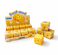 Jouet Squishy en forme de cube de fromage mignon, jouet sensoriel alimentaire de simulation, jouet anti-stress souple en TPR non toxique pour enfants de 5 à 7 ans, idéal pour les fêtes