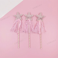 Baguette magique princesse Halloween pour enfants Tulle étoile baguette à main gland paillettes pentagramme fée accessoire pour décorations de fête