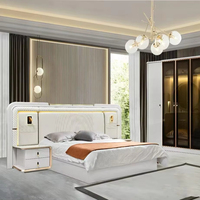 Ensemble de chambre à coucher moderne de luxe à prix abordable, lit extensible sur mesure King/Queen Size avec rangement 5+ tiroirs en MDF et cuir