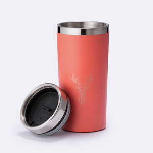Stainless Steel Tumbler 304 Insulated Cup Travel Portable With Straw Red Deer Design - Product Image 1