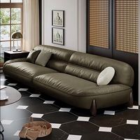 Canapé modulaire en cuir pleine fleur italien moderne, ensemble de rangée droite haut de gamme pour petits appartements