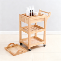 Chariot de Salon Moderne en Bois Massif à 4 Roues, Super Résistant, pour Outils de Beauté, Professionnel, pour Chambre, Maison, Bureau, Extérieur