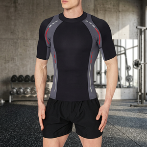 Latest Design <b>Men's</b> Short Sleeve Quick Dry Rash Guard Color Blocked Spandex Polyester Swim <b>Shirt</b> Top Adult - Product Image 3