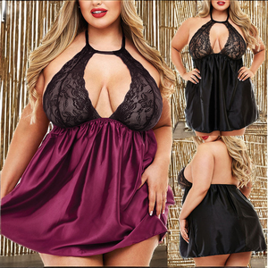 Ensemble de pyjama nuisette transparente sans couture en satin éco-responsable Spandex/Nylon à maintien moyen et <span class=keywords><strong>dos</strong></span> <span class=keywords><strong>nu</strong></span> pour femme, taille 5XL, <span class=keywords><strong>Lingerie</strong></span> de <span class=keywords><strong>mariée</strong></span> - Product Image 2