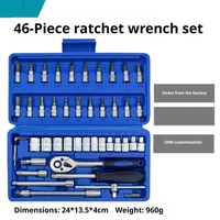 Jeu de clés à cliquet miniatures 1/4'' de 46 pièces, en acier Cr-V, petit kit d'outils de réparation pour l'automobile et la maison